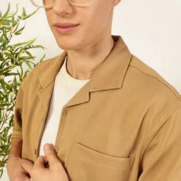 Thomas Scott Men Premium Cuban Collar Textured Cotton Oversized Casual Shirt-image-84