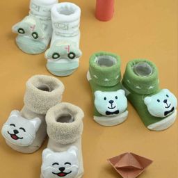 Yellow Bee Infant Boys Pack Of 3 Patterned Cotton Ankle-Length Socks-picture-22