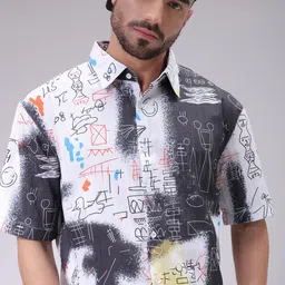 The Indian Garage Co Men Cutaway Collar Abstract Printed Boxy Casual Shirt-image-28