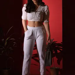 WHIMS Flared Crop Top With Trousers Co-Ords-picture-36