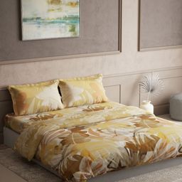 DDecor Brown & White 4 Pieces Floral Cotton Double King Regular Bedding Set-image-50