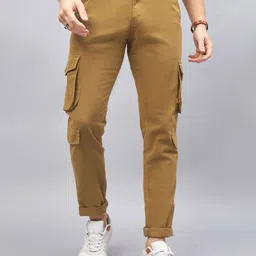 STUDIO NEXX Men Relaxed Straight Leg Loose Fit Cargos Trousers-image-38