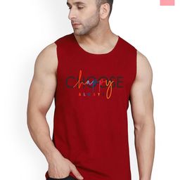 SLOWLORIS Pack Of 2 Printed Combed Cotton Gym Vests VSL26 CMB(CHS MAROON)(GYM PEACH)-image-77