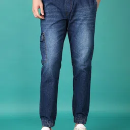 V-Mart Men Cotton Mid-Rise Light Fade Joggers Jeans-image-46