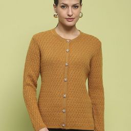 Madame Women Self Design Cable Knit Longline Cardigan-image-80