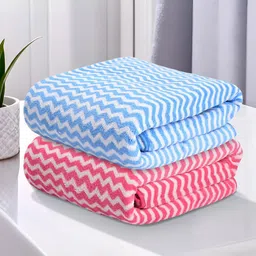 Kuber Industries Pink & Blue 2 Pieces Printed 280 GSM Ultra Absorbent Soft Hand Towels-image-88