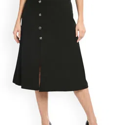 Klart Women A-Line Front Side Slit Midi Skirt-picture-26