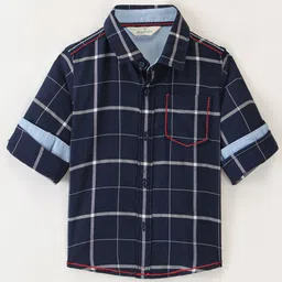 Infinity Boys Tailored Fit Windowpane Checks Opaque Checked Casual Shirt-image-77