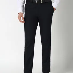 Peter England Men Checked Slim Fit Trousers-picture-5