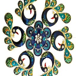 Kala Samarpan Blue & Green Metal Rangoli With Centerpiece-image-77