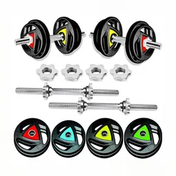 HackerX 10 Pieces Integrated Rubber Plates Adjustable Dumbbell Set 40 kg-50