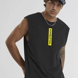 GSPO Printed Cotton Round Neck Gym Vest V-PWR-BLACK-73