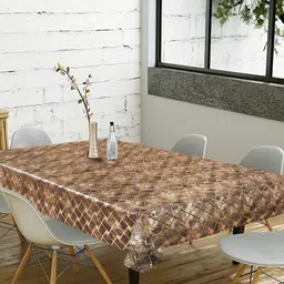 LooMantha Brown Floral Waterproof Plastic 6-Seater Table Cover-53