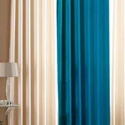 213 cm (7 ft) Polyester Semi Transparent Door Curtain (Pack Of 3) (Solid, Aqua, Beige)-image-87