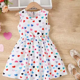 White World Girls Printed Fit & Flare Dress-image-44