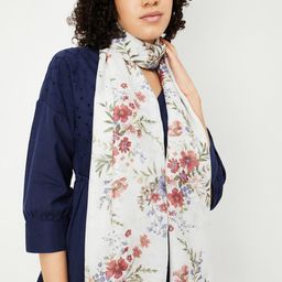 max Women Floral Printed Taping Scarf-49