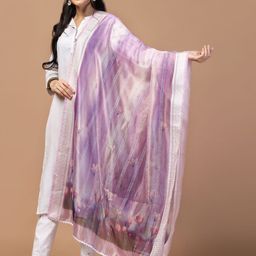 Kaizen TEXO FAB Ethnic Motifs Printed Organza Dupatta-17