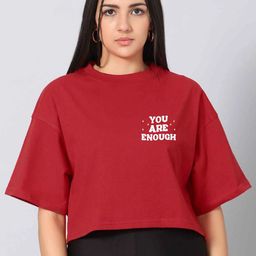 Besick Women Typography Printed Boxy Cotton T-shirt-picture-5