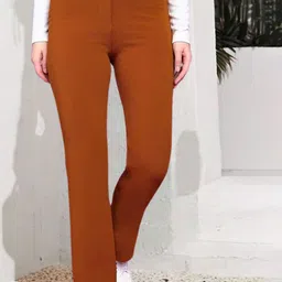 Popwings Women Textured Relaxed High-Rise Easy Wash Trousers-image-11