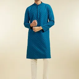 Diwas by Manyavar Geometric Woven Design Cotton Straight Kurta-57