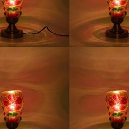 SOMIL Multi-Coloured Pack Of 4 Floral Printed Glass Cylindrical Shaped Table Lamps-image-66