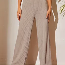 Moda Rapido Women Striped Self Design Regular Fit Smart High-Rise Easy Wash Trousers-image-37