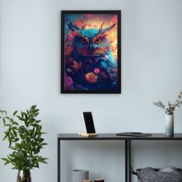 Giftii Blue & Orange Colored Floral Printed Wooden Framed Wall Art-image-76