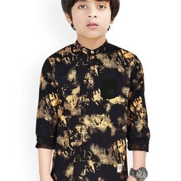 MADE IN THE SHADE Boys Abstract Printed Mandarin Collar Pure Cotton Short Kurta-picture-8