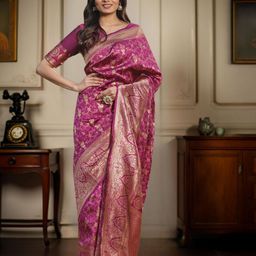 House of Pataudi Woven Design Saree With Blouse Piece-51