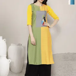 Anouk Rustic Selection Of 2 Colourblocked Round Neck Straight Kurtas-image-48