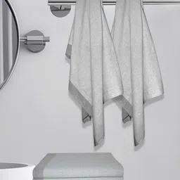 Myntra Elegant Homes Grey 6 Pieces Striped Lightweight Cotton 150 GSM Bath Towel-image-31