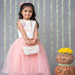LABEL NEETI Girls Embroidered Beads and Stones Ready to Wear Lehenga &-picture-35