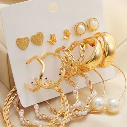 DressBerry Women Set of 9 Gold-Plated Earrings-picture-12