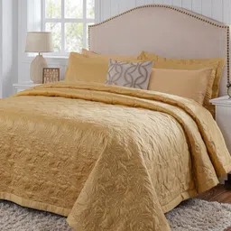 MASPAR Gold-Toned Solid Cotton 8 Piece Double Queen Regular Bedding Set-image-58