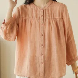 DressBerry Mandarin Collar Cotton Shirt Style Top-picture-30