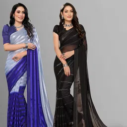 Moda Rapido Pack Of 2 Striped Satin Saree-35