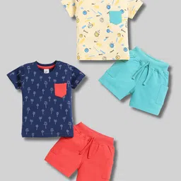 Universal Stars Boys Pack Of 2 Printed Round Neck Pure Cotton T-shirt With Shorts-12