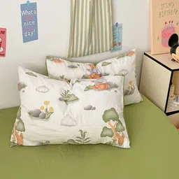 JC HOME Green & Brown Self Design Polycotton 4 Piece Double Extra Large Regular Bedding Set image 4