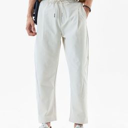 Snitch Men White Mid-Rise Baggy Trouser-image-11
