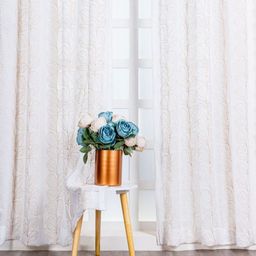 Parda Online White & Gold-Toned 2 Pieces Floral Printed Linen Window Curtain-22