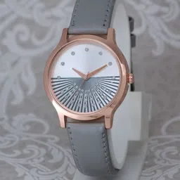 VIRAKTI Women Brass Embellished Dial & Leather Straps Analogue Watch-image-100