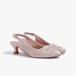 Carlton London Textured Kitten Pumps with Laser Cuts-20