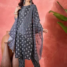 Sangria Women Floral Printed Kurta with Trousers & Dupatta-18