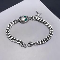 KARISHMA KREATIONS Silver-Plated Cubic Zirconia Tribal Link Bracelet-image-20