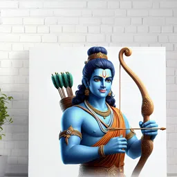 Livin'luxe White & Blue Shri Ram Religious Canvas Wall Art-image-49