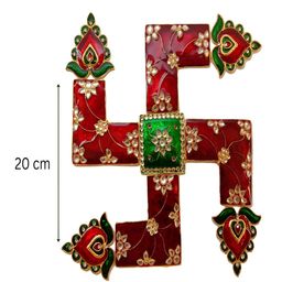 Kala Samarpan Red & Green Swastik Rangoli Sticker With Centerpiece image 2