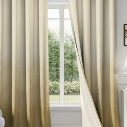 CASABLEU Cream And Brown 2 Pieces Black Out Long Door Curtains-28