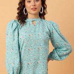 NEESH Floral Print Crepe Styled Back Top-image-9