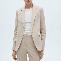 MANGO Fitted Notched-Lapel Structured Shoulders Blazer-36
