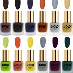 VOLO Set Of 12 Velvet Matte Nail Polish - 8 ml Each Shade Light Wine - Russian Navy Blue-21